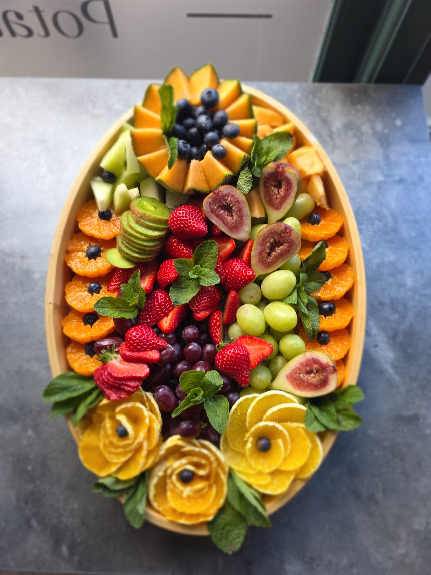 Fruit board with berries and passion fruit